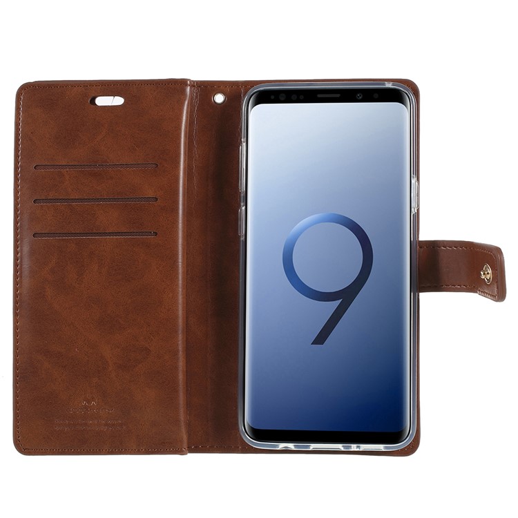 MERCURY GOOSPERY Mansoor Wallet Diary Leather Cell Phone Cover for Samsung Galaxy S9+ SM-G965 - Brown-4