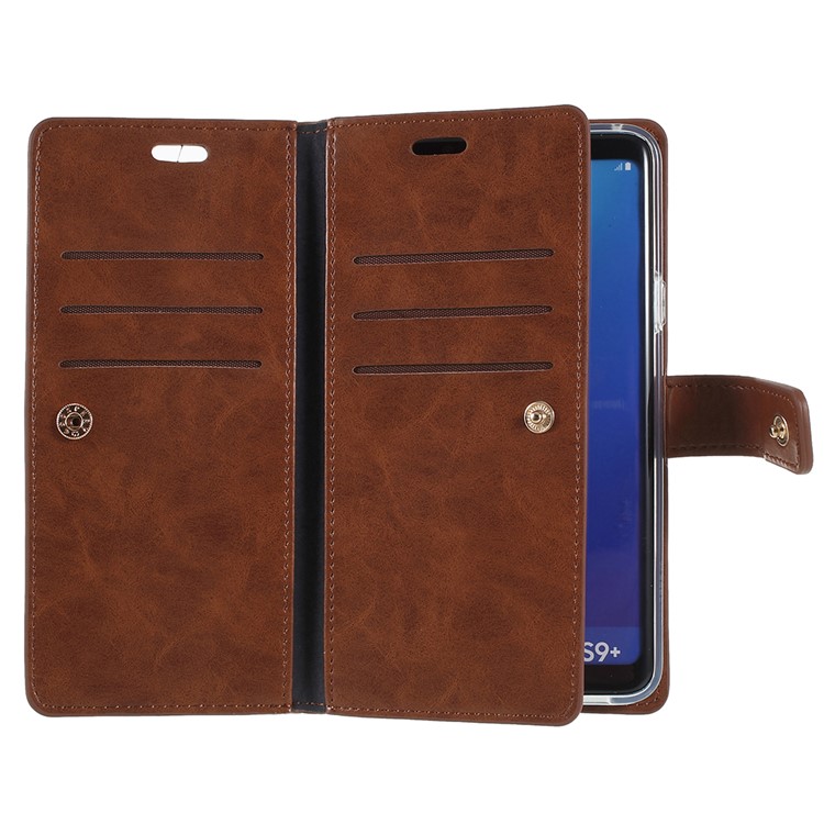 MERCURY GOOSPERY Mansoor Wallet Diary Leather Cell Phone Cover for Samsung Galaxy S9+ SM-G965 - Brown-5