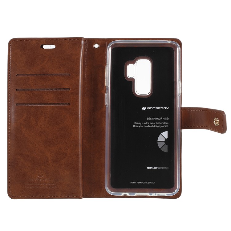 MERCURY GOOSPERY Mansoor Wallet Diary Leather Cell Phone Cover for Samsung Galaxy S9+ SM-G965 - Brown-6