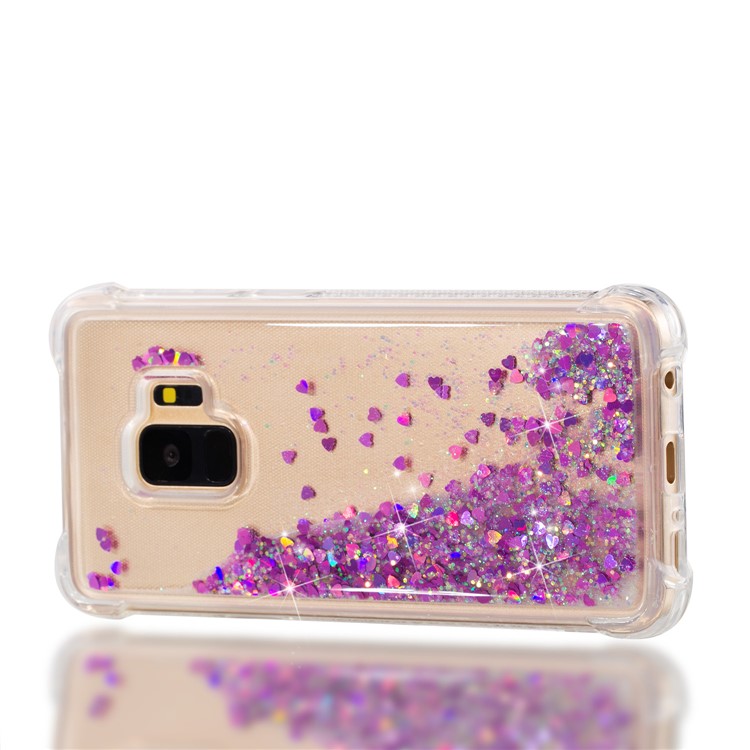 Dynamic Liquid Glitter Powder Heart Shaped Sequins TPU Back Case for Samsung Galaxy S9 - Rose-7