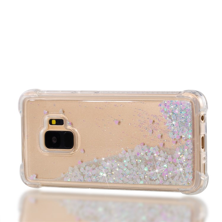 Dynamic Liquid Glitter Powder Heart Shaped Sequins Drop-proof TPU Mobile Case for Samsung Galaxy S9 - Pink-7