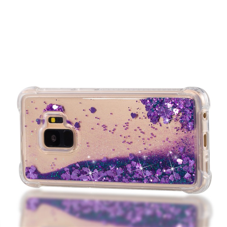 Dynamic Liquid Glitter Powder Heart Shaped Sequins TPU Drop-proof Case for Samsung Galaxy S9 - Purple-7