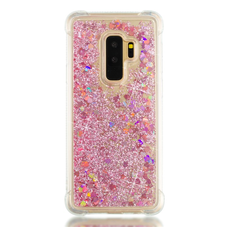 Dynamic Liquid Glitter Powder Heart Shaped Sequins TPU Shockproof Case for Samsung Galaxy S9+ G965 - Rose Gold-2