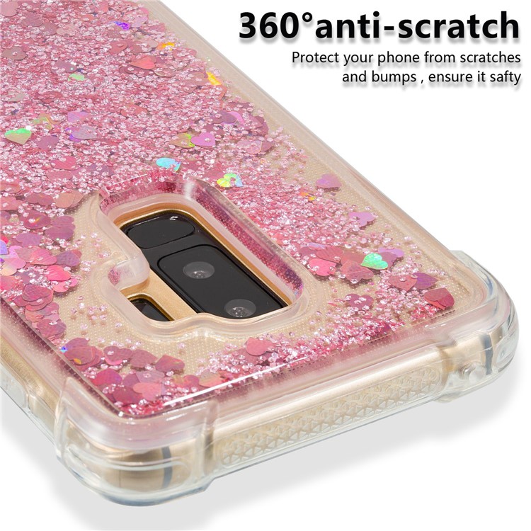 Dynamic Liquid Glitter Powder Heart Shaped Sequins TPU Shockproof Case for Samsung Galaxy S9+ G965 - Rose Gold-4