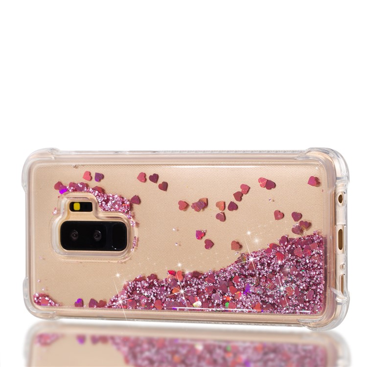 Dynamic Liquid Glitter Powder Heart Shaped Sequins TPU Shockproof Case for Samsung Galaxy S9+ G965 - Rose Gold-7