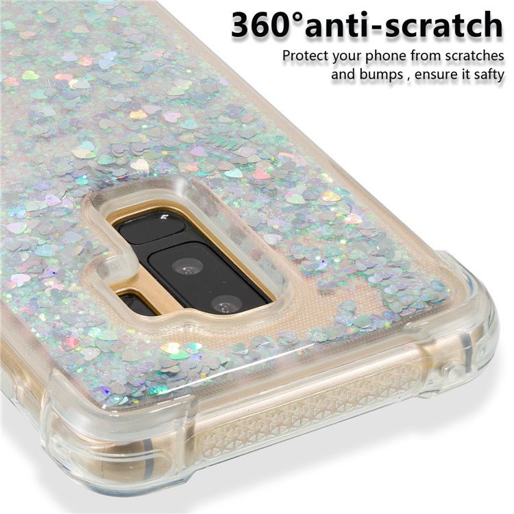 For Samsung Galaxy S9 Plus G965 Dynamic Liquid Glitter Powder Heart Shaped Sequins TPU Protective Case - Silver-4