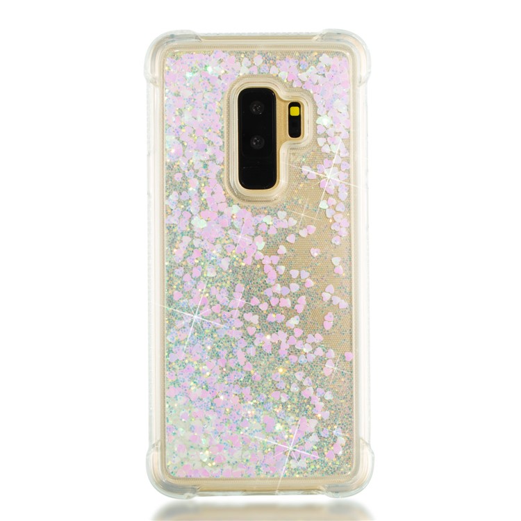 Dynamic Liquid Glitter Powder Heart Shaped Sequins TPU Drop-proof Case for Samsung Galaxy S9+ G965 - Pink-2