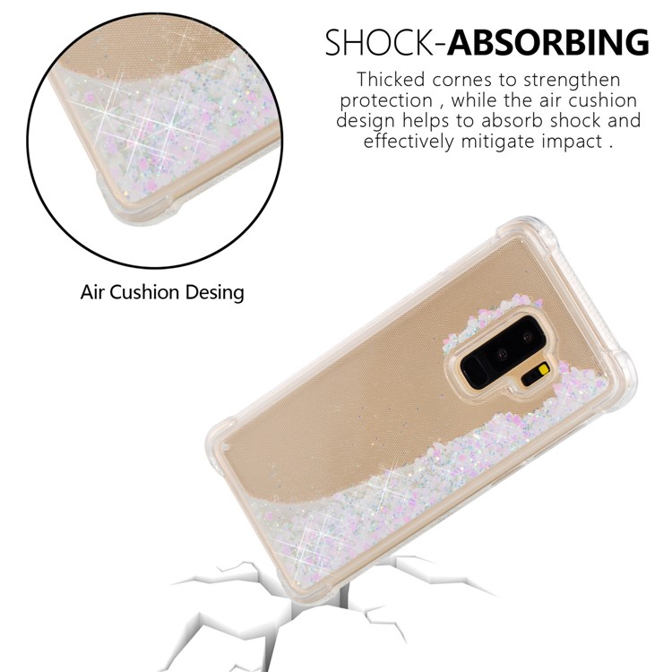 Dynamic Liquid Glitter Powder Heart Shaped Sequins TPU Drop-proof Case for Samsung Galaxy S9+ G965 - Pink-6