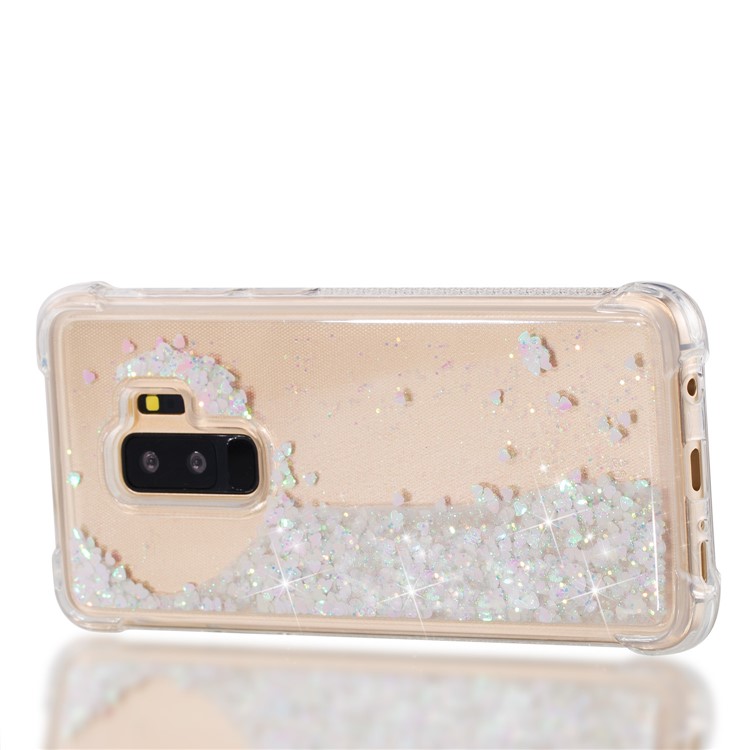 Dynamic Liquid Glitter Powder Heart Shaped Sequins TPU Drop-proof Case for Samsung Galaxy S9+ G965 - Pink-7