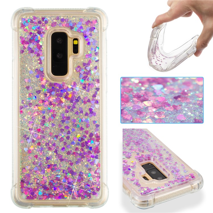 Glitter Powder Heart Shaped Sequins Quicksand TPU Mobile Cover for Samsung Galaxy S9+ G965 - Rose-1