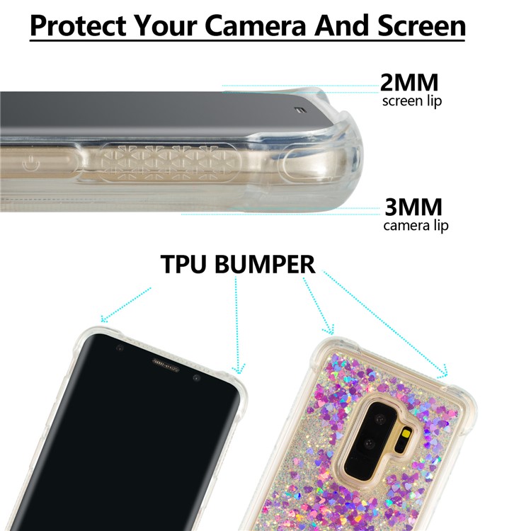 Glitter Powder Heart Shaped Sequins Quicksand TPU Mobile Cover for Samsung Galaxy S9+ G965 - Rose-3