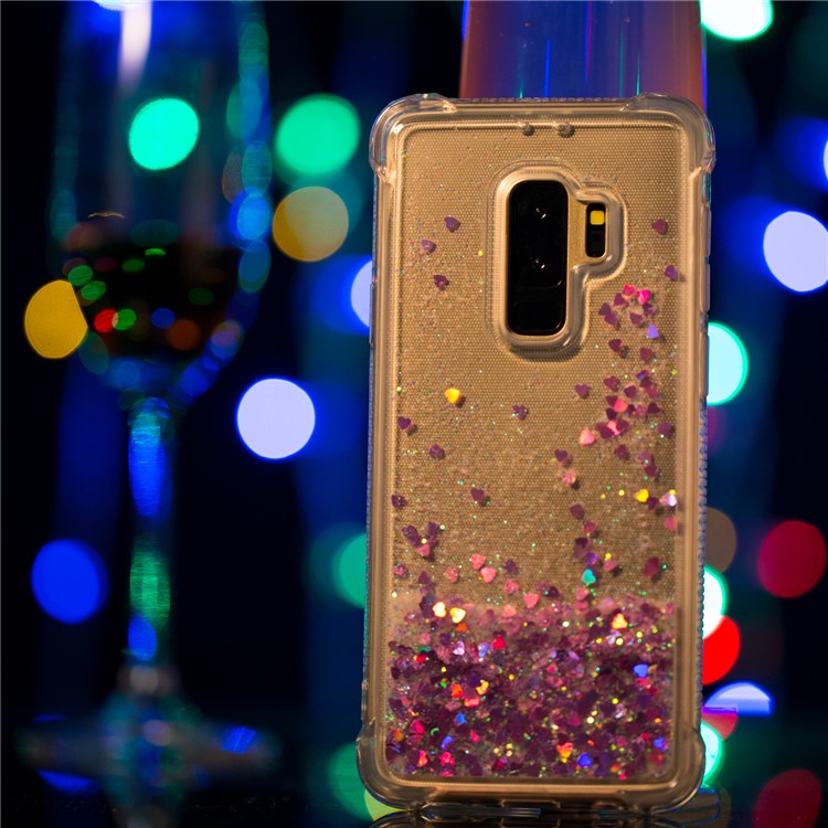 Glitter Powder Heart Shaped Sequins Quicksand TPU Mobile Cover for Samsung Galaxy S9+ G965 - Rose-5