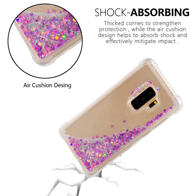 Glitter Powder Heart Shaped Sequins Quicksand TPU Mobile Cover for Samsung Galaxy S9+ G965 - Rose-6