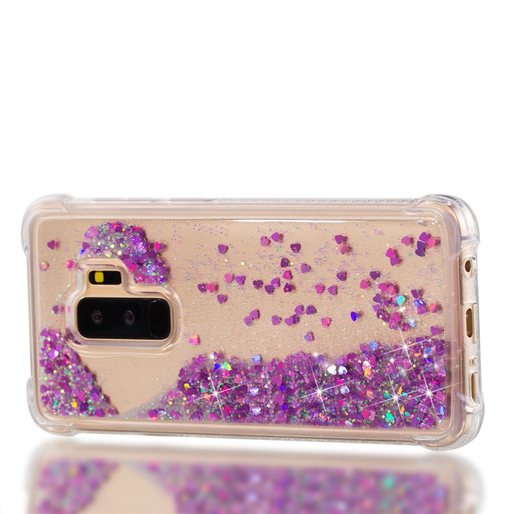 Glitter Powder Heart Shaped Sequins Quicksand TPU Mobile Cover for Samsung Galaxy S9+ G965 - Rose-7