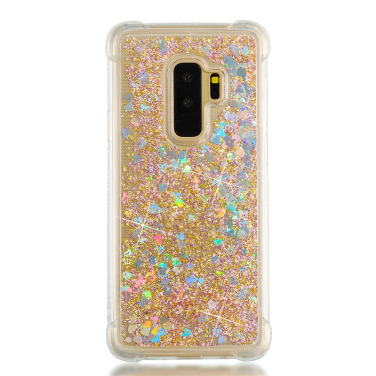 Glitter Powder Heart Shaped Sequins Quicksand TPU Mobile Case for Samsung Galaxy S9+ G965 - Gold-2
