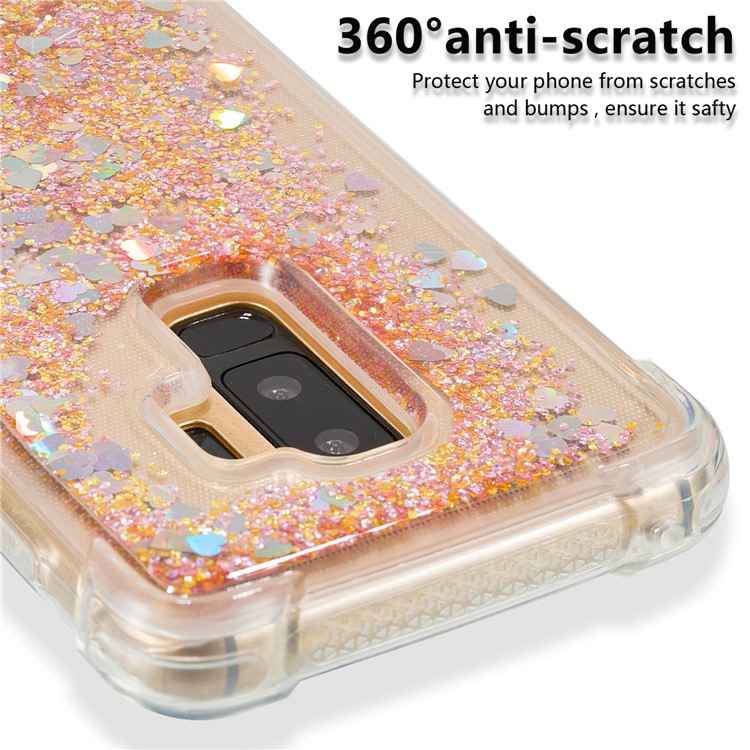 Glitter Powder Heart Shaped Sequins Quicksand TPU Mobile Case for Samsung Galaxy S9+ G965 - Gold-4