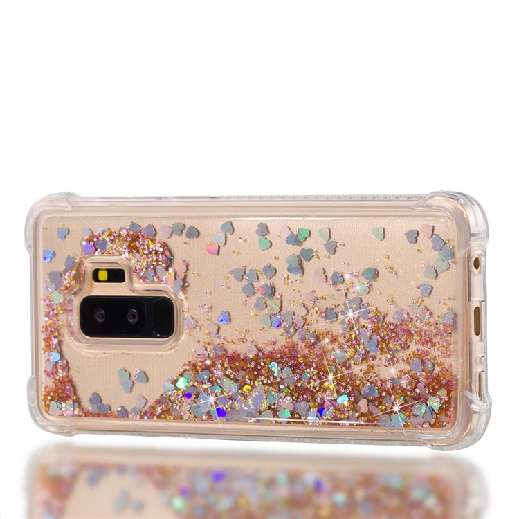 Glitter Powder Heart Shaped Sequins Quicksand TPU Mobile Case for Samsung Galaxy S9+ G965 - Gold-7