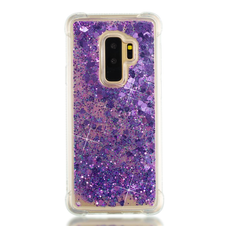 Dynamic Liquid Glitter Powder Heart Shaped Sequins TPU Back Case for Samsung Galaxy S9+ G965 - Purple-2