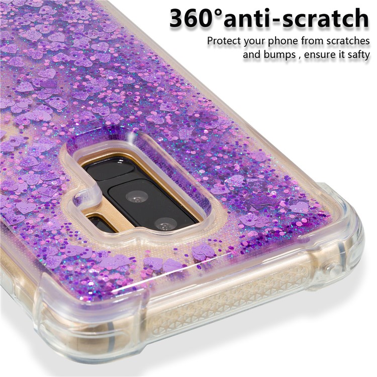 Dynamic Liquid Glitter Powder Heart Shaped Sequins TPU Back Case for Samsung Galaxy S9+ G965 - Purple-4