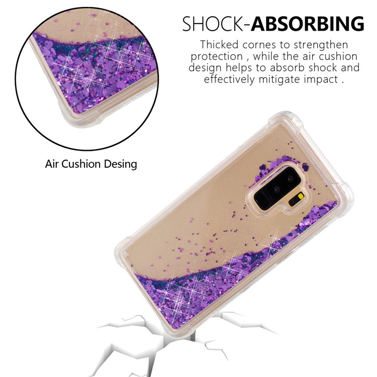 Dynamic Liquid Glitter Powder Heart Shaped Sequins TPU Back Case for Samsung Galaxy S9+ G965 - Purple-6