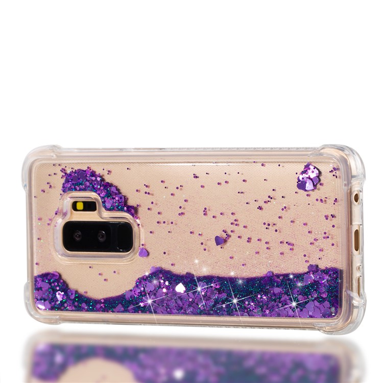 Dynamic Liquid Glitter Powder Heart Shaped Sequins TPU Back Case for Samsung Galaxy S9+ G965 - Purple-7