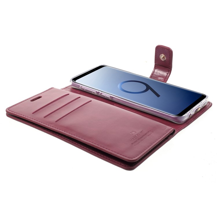 MERCURY GOOSPERY Mansoor Wallet Diary Leather Cover for Samsung Galaxy S9 SM-G960 - Wine Red-4
