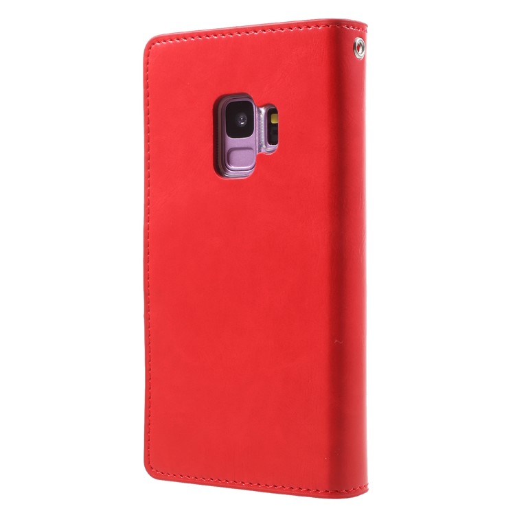 MERCURY GOOSPERY Mansoor Wallet Diary Leather Shell Case for Samsung Galaxy S9 SM-G960 - Red-2