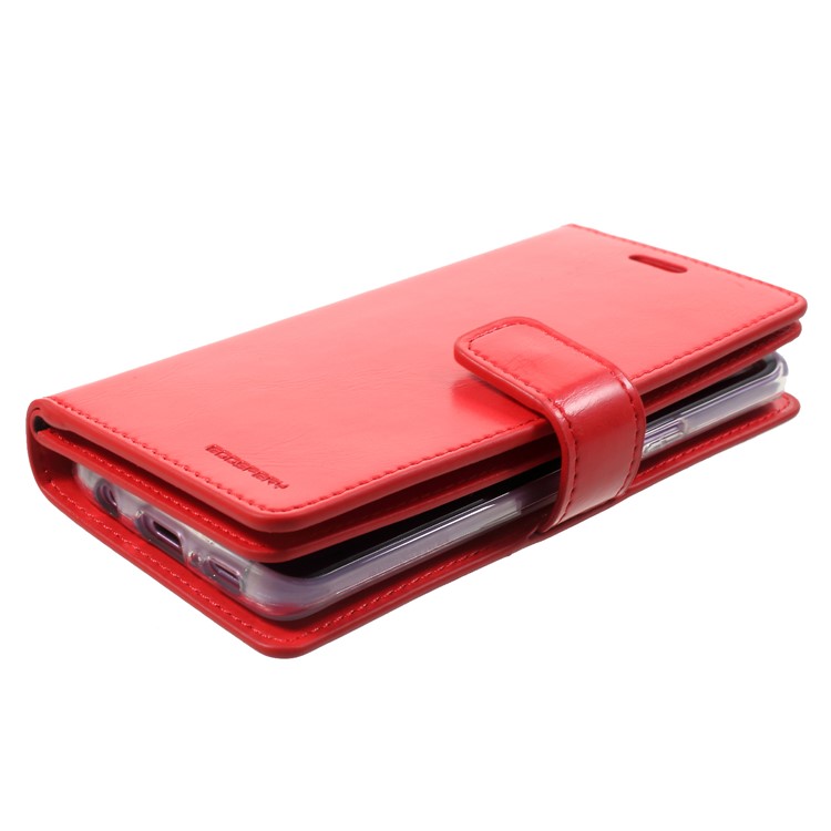 MERCURY GOOSPERY Mansoor Wallet Diary Leather Shell Case for Samsung Galaxy S9 SM-G960 - Red-4