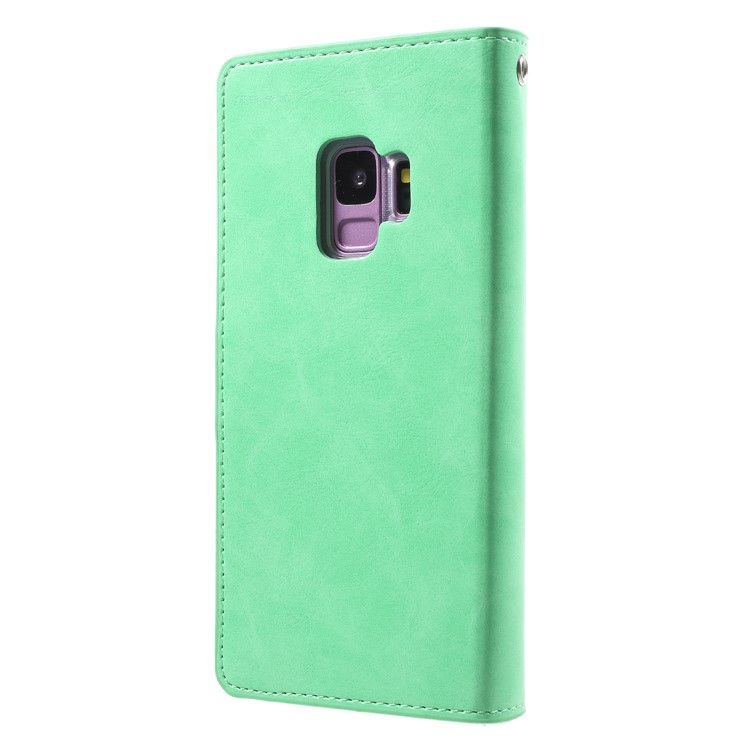 MERCURY GOOSPERY Mansoor Wallet Diary Leather Magnetic Case for Samsung Galaxy S9 SM-G960 - Cyan-2