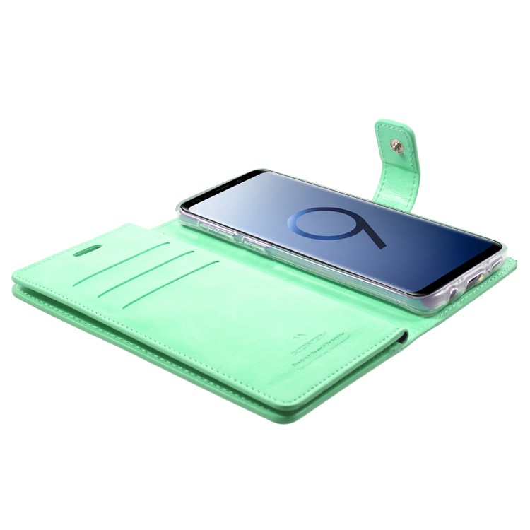 MERCURY GOOSPERY Mansoor Wallet Diary Leather Magnetic Case for Samsung Galaxy S9 SM-G960 - Cyan-5