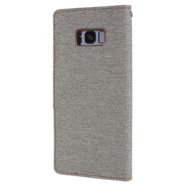 MERCURY GOOSPERY Canvas Diary Wallet Leather Cover with Stand for Samsung Galaxy S8 SM-G950 - Grey-3