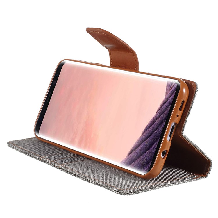 MERCURY GOOSPERY Canvas Diary Wallet Leather Cover with Stand for Samsung Galaxy S8 SM-G950 - Grey-4