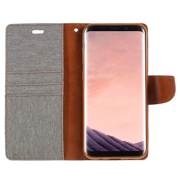MERCURY GOOSPERY Canvas Diary Wallet Leather Cover with Stand for Samsung Galaxy S8 SM-G950 - Grey-6