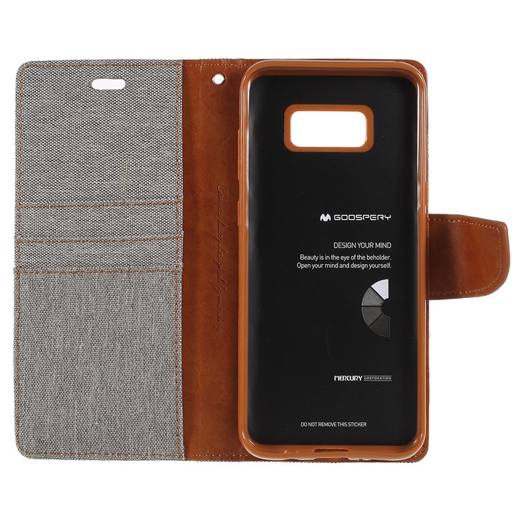 MERCURY GOOSPERY Canvas Diary Wallet Leather Cover with Stand for Samsung Galaxy S8 SM-G950 - Grey-7