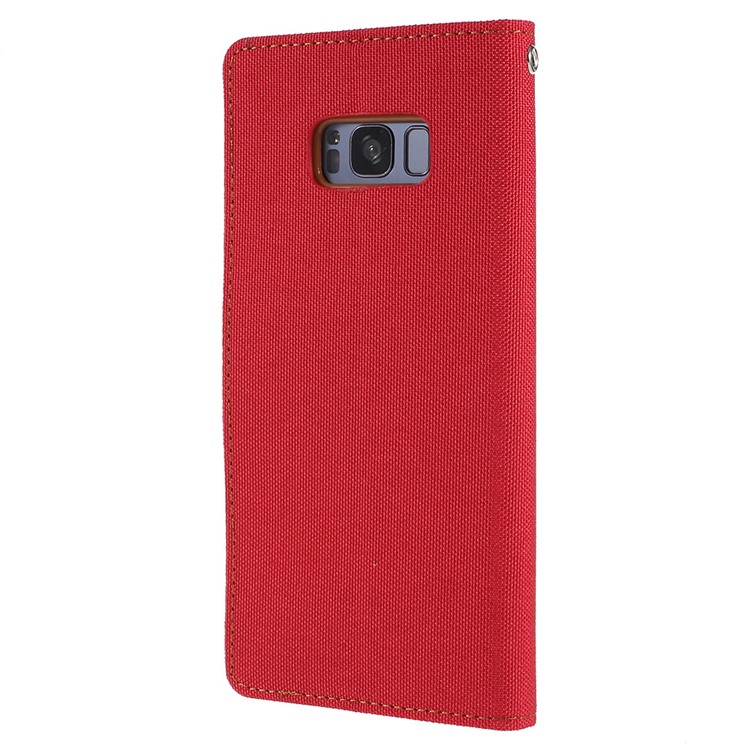 MERCURY GOOSPERY Canvas Diary Leather Wallet Stand Shell for Samsung Galaxy S8 SM-G950 - Red-3