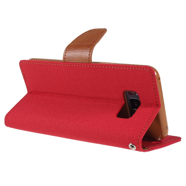 MERCURY GOOSPERY Canvas Diary Leather Wallet Stand Shell for Samsung Galaxy S8 SM-G950 - Red-5