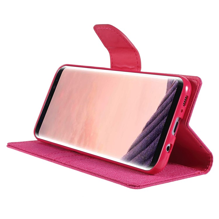 MERCURY GOOSPERY Canvas Diary Leather Protection Phone Cover for Samsung Galaxy S8 SM-G950 - Rose-4