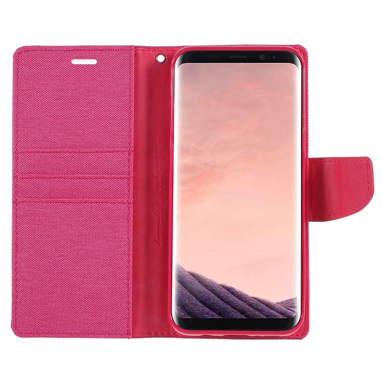 MERCURY GOOSPERY Canvas Diary Leather Protection Phone Cover for Samsung Galaxy S8 SM-G950 - Rose-6