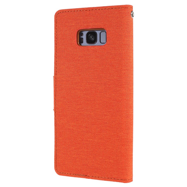 MERCURY GOOSPERY Canvas Diary Leather Card Holder Phone Casing for Samsung Galaxy S8 SM-G950 - Orange-3