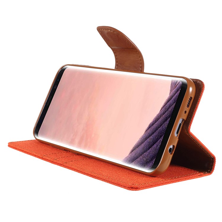 MERCURY GOOSPERY Canvas Diary Leather Card Holder Phone Casing for Samsung Galaxy S8 SM-G950 - Orange-4