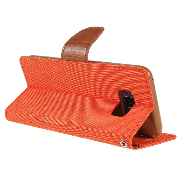 MERCURY GOOSPERY Canvas Diary Leather Card Holder Phone Casing for Samsung Galaxy S8 SM-G950 - Orange-5