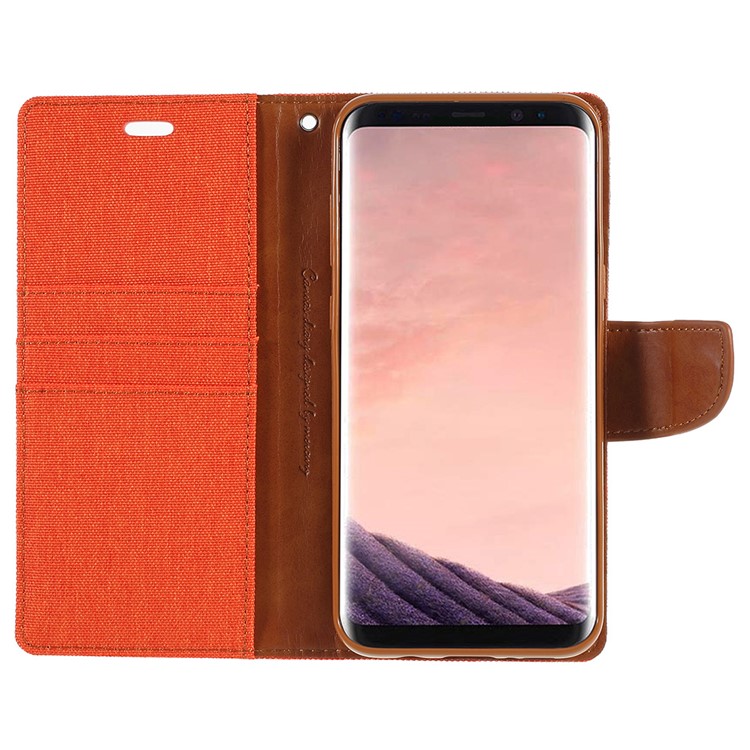 MERCURY GOOSPERY Canvas Diary Leather Card Holder Phone Casing for Samsung Galaxy S8 SM-G950 - Orange-6