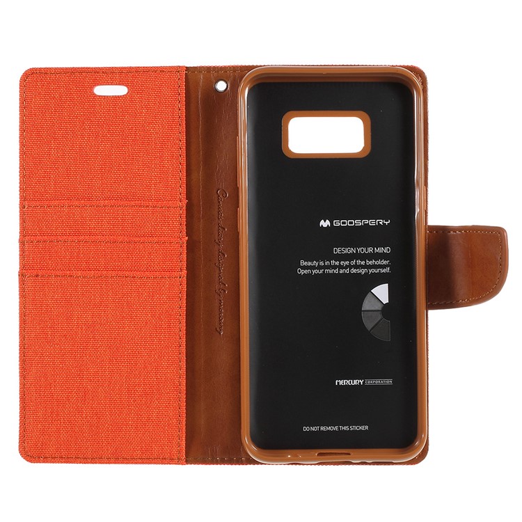 MERCURY GOOSPERY Canvas Diary Leather Card Holder Phone Casing for Samsung Galaxy S8 SM-G950 - Orange-7