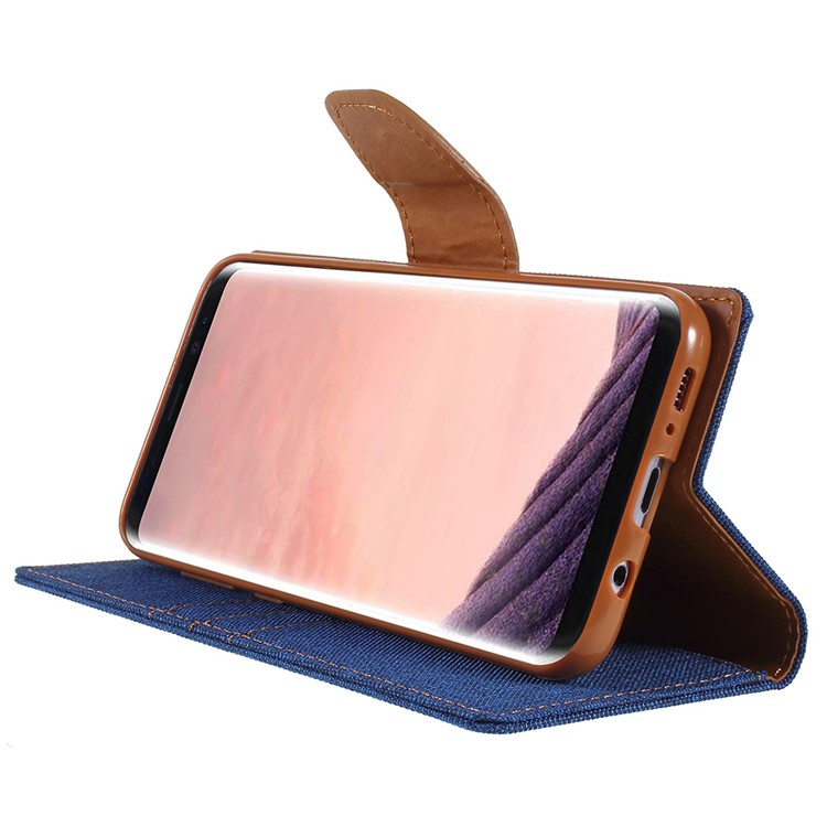 MERCURY GOOSPERY Canvas Diary Leather Stand Wallet Mobile Phone Shell for Samsung Galaxy S8 SM-G950 - Baby Blue-4