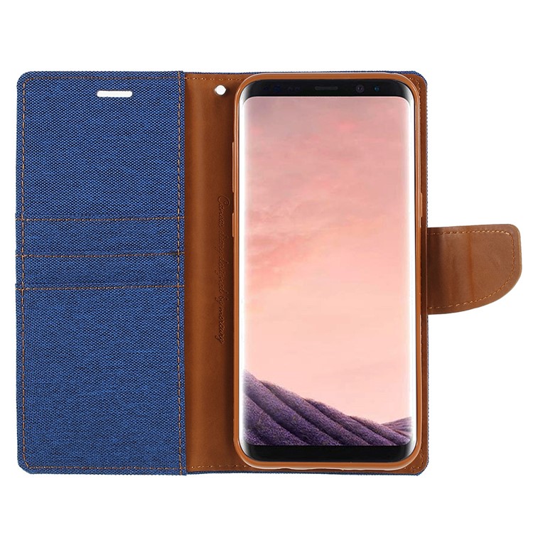 MERCURY GOOSPERY Canvas Diary Leather Stand Wallet Mobile Phone Shell for Samsung Galaxy S8 SM-G950 - Baby Blue-6