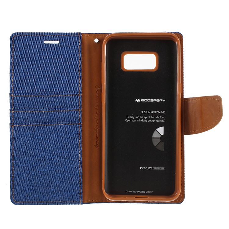 MERCURY GOOSPERY Canvas Diary Leather Stand Wallet Mobile Phone Shell for Samsung Galaxy S8 SM-G950 - Baby Blue-7