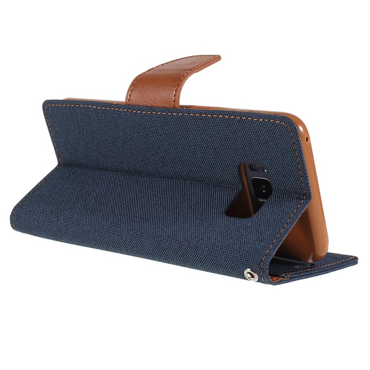 MERCURY GOOSPERY Canvas Diary Leather Phone Case Accessory for Samsung Galaxy S8 SM-G950 - Dark Blue-5