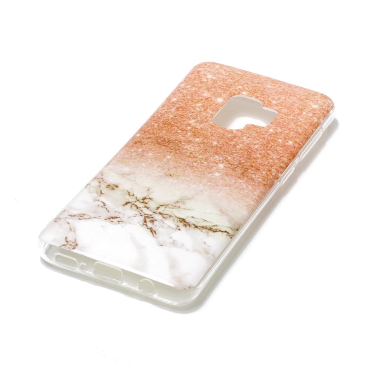 Marble Pattern IMD TPU Back Phone Case for Samsung Galaxy S9 G960 - Orange / White-2
