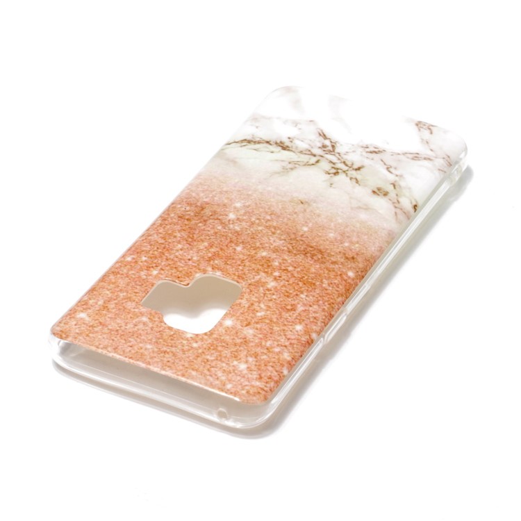 Marble Pattern IMD TPU Back Phone Case for Samsung Galaxy S9 G960 - Orange / White-3