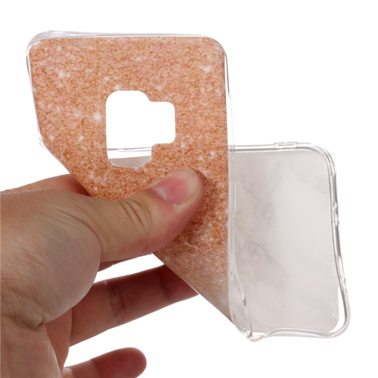 Marble Pattern IMD TPU Back Phone Case for Samsung Galaxy S9 G960 - Orange / White-4